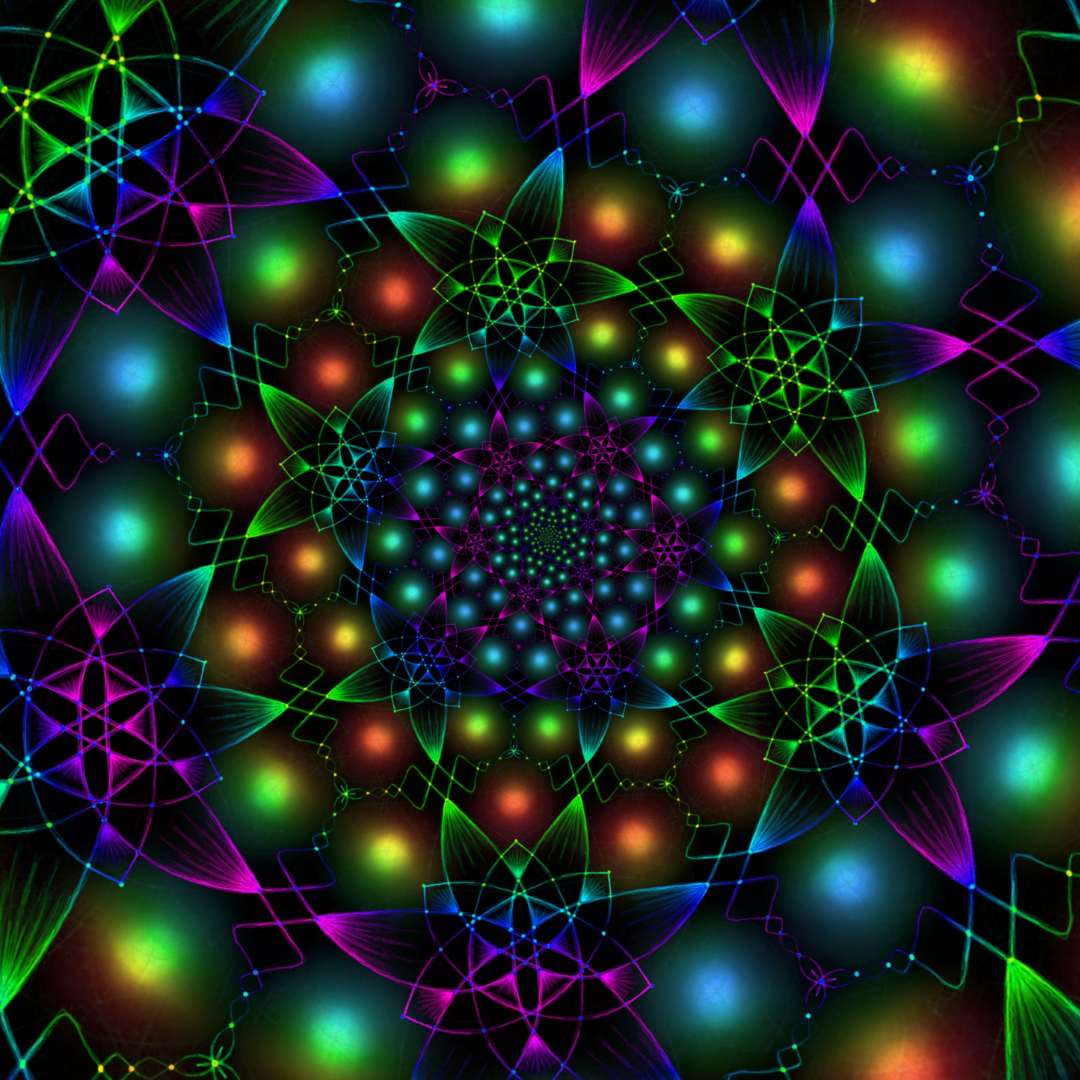 Digital psychedelic floral pattern